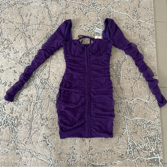 Oh polly never worn purple ruched dress - Picture 3 of 3